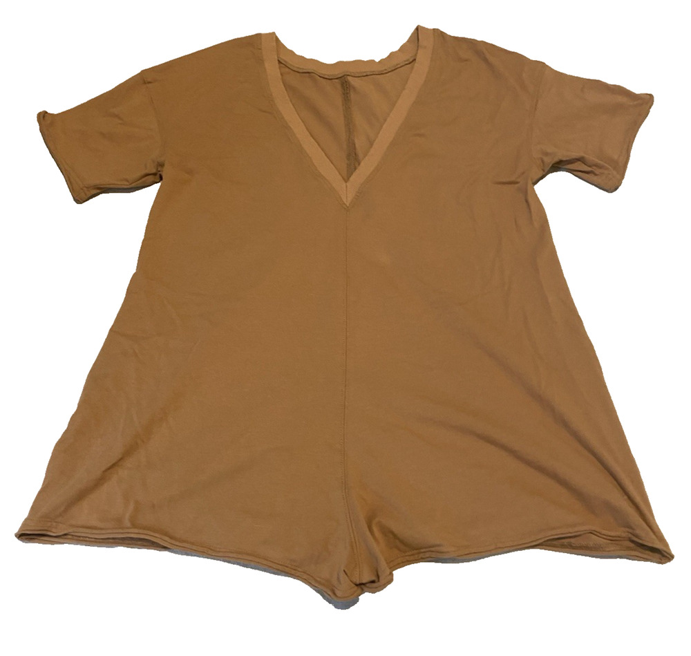Brown Womens Romper Size XS Short Sleeves Baggy Shorts Playsuit Casual Jumpsuit